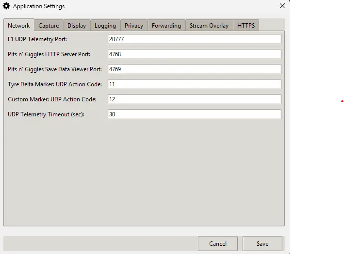 Pits n' Giggles settings