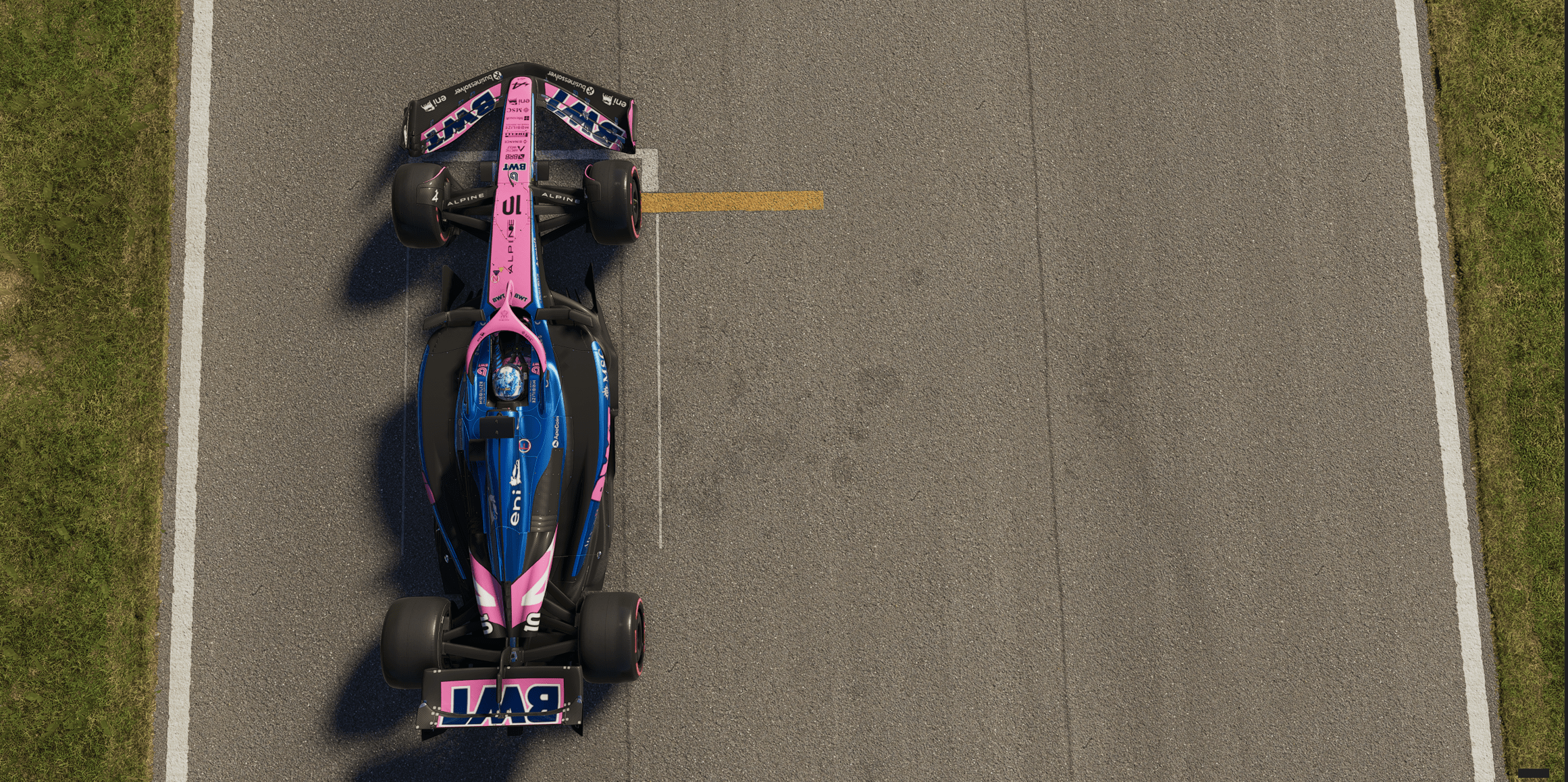 Racing sim setup with telemetry on screen