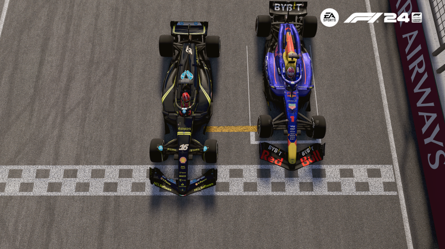 Racing sim setup with telemetry on screen